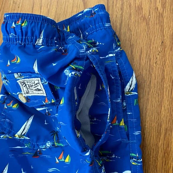 Ralph Lauren Traveler Blue Sailboat Print Swim Trunk